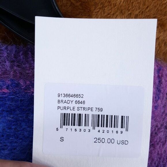 NN07 Sweater Mens Small Blue Pink Stripe Pullover Crew Alpaca Mohair BRADY $250 - Picture 3 of 8